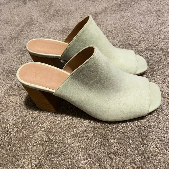💜 ASOS Seafoam Green Mint Slip on Heeled Mules - Picture 6 of 7